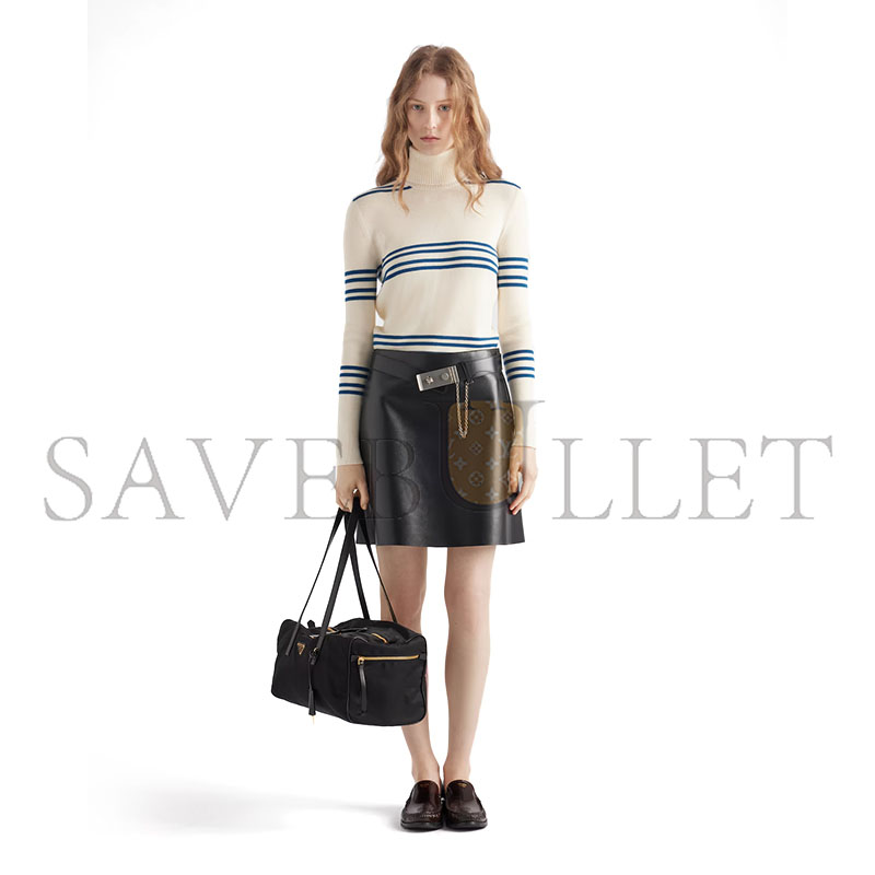 Pra*a large re-nylon top-handle bag with padlock 1bb135 (40*21*20cm)